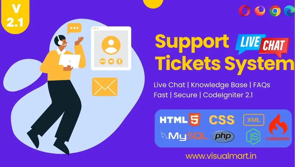 Support Tickets System with Knowledge Base and FAQs With Live Chat